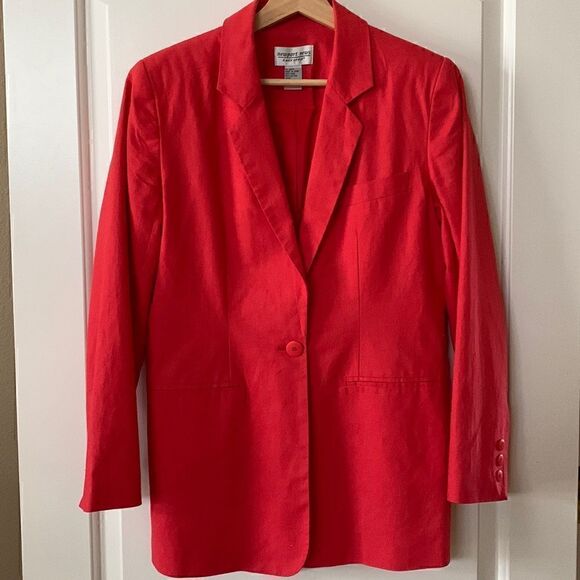 red linen coat vintage blazer coat jacket women's size 8 Newport News - Picture 1 of 8